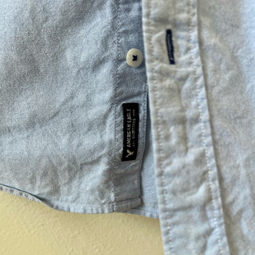 Light Blue American Eagle MT Tall Summer Short Sleeve Cotton T-shirt - Picture 8 of 10